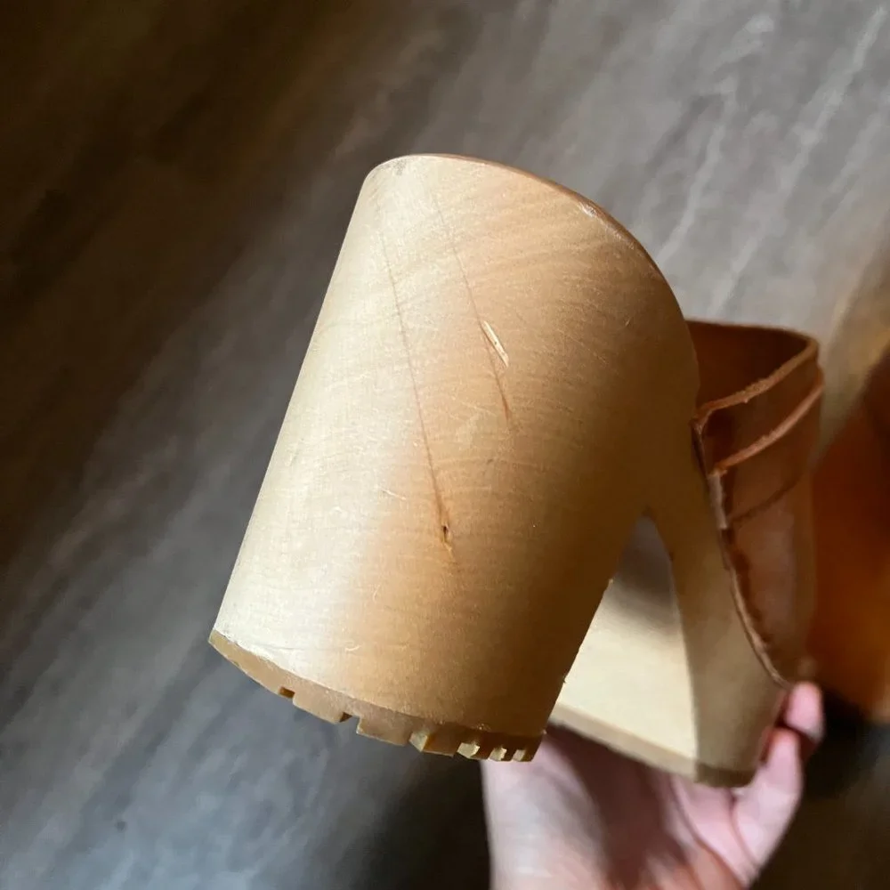 Swedish Hasbeens Louise Leather Clogs 100% Leather - Picture 7 of 10